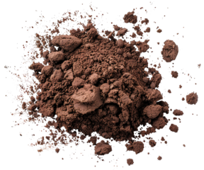 Moist earth with a detailed ground texture from a top view. The cut-out style on a transparent background makes it ideal for design projects or art use