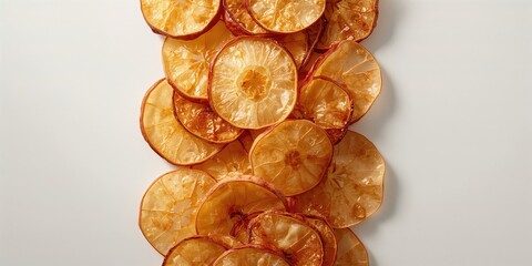 Stack of dried fruit chips on a neutral background, natural food preservation, World Food Day