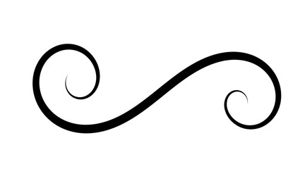 Elegant swirl flourish line. Black decorative spiral curve on transparent background
