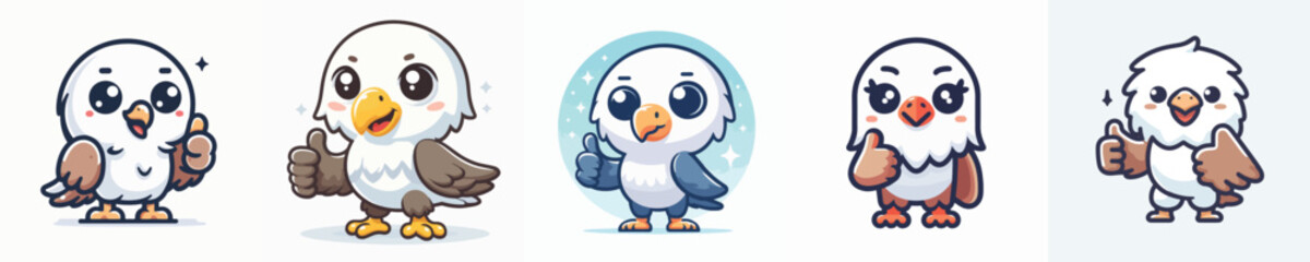 cute eagle vector giving thumbs up