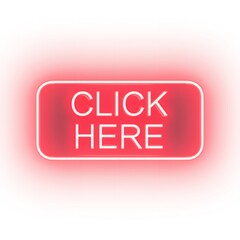 Fototapeta premium Vibrant Neon Sign with Click Here Text for Web Design and Marketing