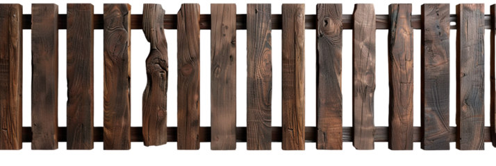 A section of a modern privacy fence is shown with a transparent background. This cut-out can be used for design purposes in home and garden projects