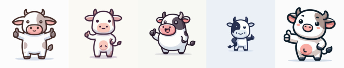 cute cow vector giving thumbs up