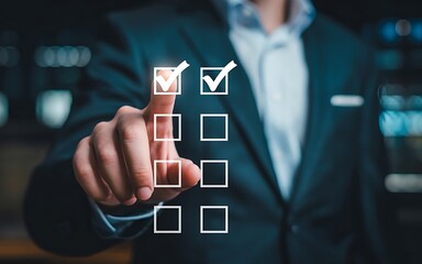 Close-up of Professional Checking Task on Virtual Digital Interface