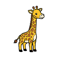 Obraz premium giraffe cartoon vector illustration in transparent background 
