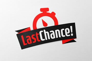 Last chance alert with red stopwatch and black banner
