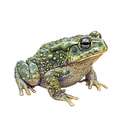 Fototapeta premium Detailed green frog with large eyes on black background