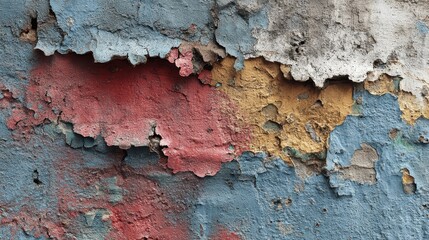 Discolored paint peeling off an old wall, symbolizing aging, neglect, and the passage of time on built surfaces.
