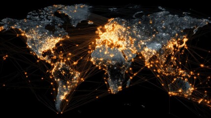 A global network of interconnected nodes spanning the Earth, symbolizing digital connectivity, data exchange, and modern communication.

