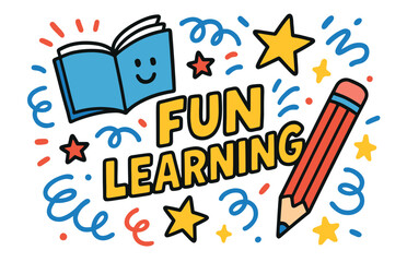 Obraz premium Fun learning concept with smiling book and vibrant pencil