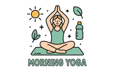 Obraz premium Female adult practicing yoga outdoors with sun and nature elements