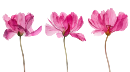 Set of pink blossom flowers watercolor isolated on white background