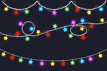 Naklejka premium olorful Christmas lights bulbs garlands. Lights bulbs for Christmas decoration