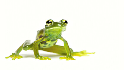 Obraz premium Vibrant Green Glass Frog Isolated on White