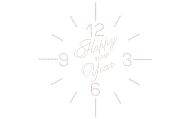 White Pearls Mechanical Numerals Wall Clock Design, Stunning New Year Concept Vector Illustration.