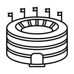 Stadium building line icon. Sports arena vector illustration.
