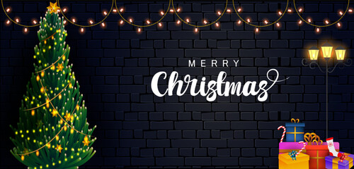 wintertime for Merry Christmas and Happy New Year seasonal greetings holiday background