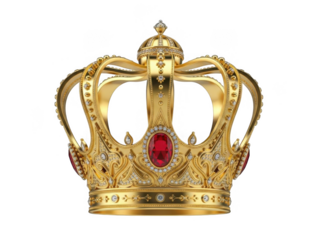 Ornate golden crown with ruby