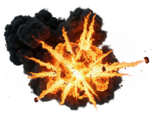 Explosive burst of fire and smoke