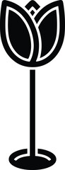 Black silhouette icon of a stylized tulip flower on a stem symbol