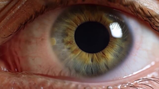Human eye closeup with dynamic pupil dilation and constriction in quick succession