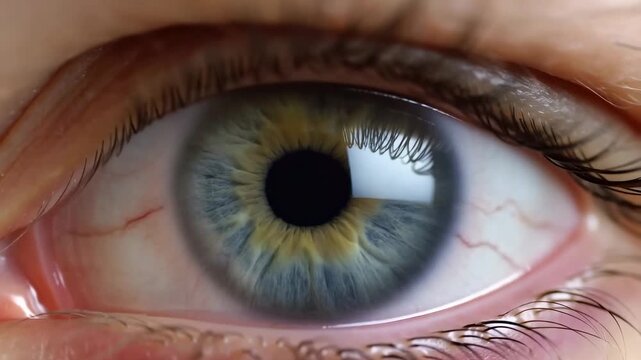 Closeup sequence of human eye dilation and contraction with detailed iris patterns