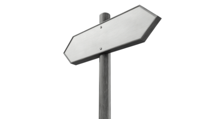 A white sign with an arrow pointing to the right, isolated on a transparent background