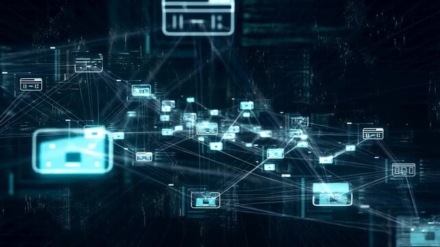 Dynamic blockchain network visualization with flowing data connections