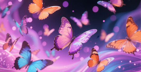 Fantasy Butterfly Flying Background Wallpaper