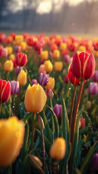 Bl&uuml;hende Tulpen im Morgenlicht