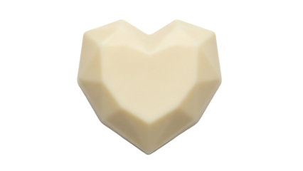 Geometric heart shaped white chocolate candy isolated PNG, sweet treat for Valentine s Day and romantic occasions on transparent background