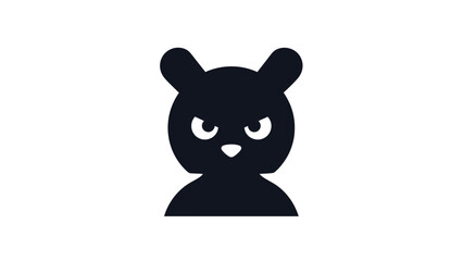 Obraz premium Angry cartoon bear with aggressive facial expression on black background