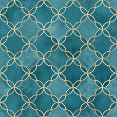 Watercolor gothic style clover leaf seamless pattern