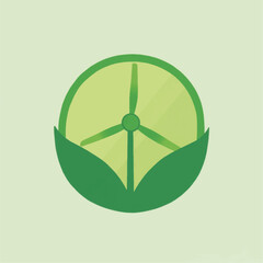 Obraz premium Green Energy Wind Turbine with Leaf Design for Sustainability.