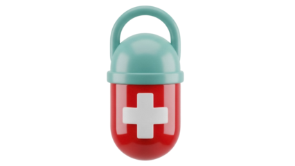 First aid kit isolated PNG on transparent background, medical emergency equipment for healthcare and safety, cartoon style