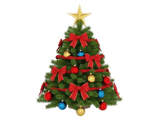 Decorated christmas tree with ornaments and star topper