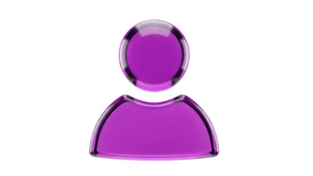 Purple user icon PNG isolated on transparent background, glossy avatar symbol for social media and profile design - Powered by Adobe