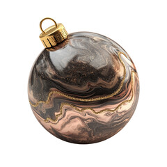Elegant marble patterned christmas ornament with shimmering gold accents, festive seasonal decor, luxurious design.