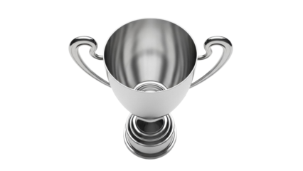 Shiny silver trophy cup isolated PNG, award prize for winning a competition or championship on transparent background