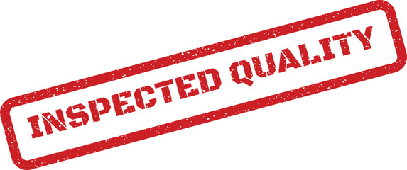 Grungy red rubber stamp with the text inspected quality, ideal for marking documents or official approvals