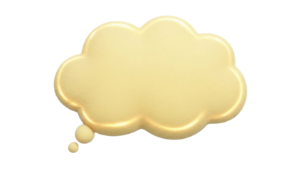 Pale yellow speech bubble PNG isolated on transparent background, 3D rendering thought cloud for communication and design