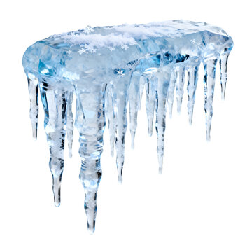 Realistic hanging icicles and frozen ice block isolated on transparent background. High-quality PNG ice element for winter designs, cold effects, game assets, overlays, and seasonal graphics.