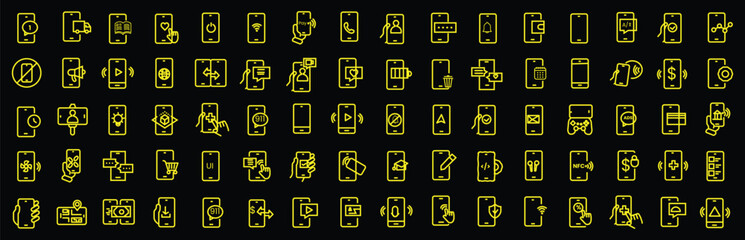 Smartphone icon set. Editable line icons. Vector illustration.