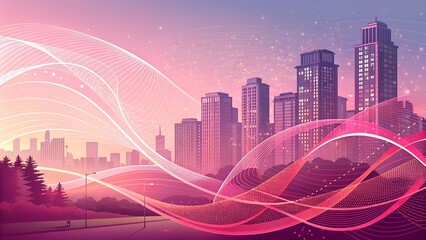 Dynamic Curved Pink Gradient Abstract Background