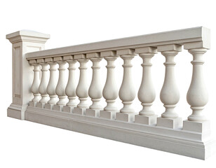 Fototapeta premium Stone balustrade in a classical design, featuring pillars and a top rail, on a transparent background