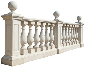Fototapeta premium Ornate, white stone balustrade, featuring balusters, pillars, and sphere-topped posts