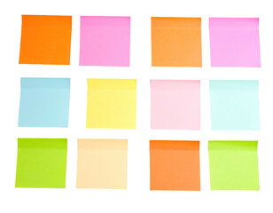 Colorful sticky notes arranged in a grid, showcasing vibrant shades against a dark background