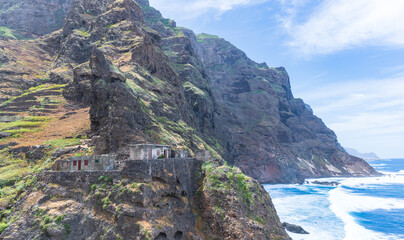 Remote Cliffside Houses Overlooking the Atlantic Ocean, Santo Antao Island