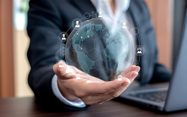 Holding a digital globe