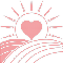 Red Heart With Rays Design